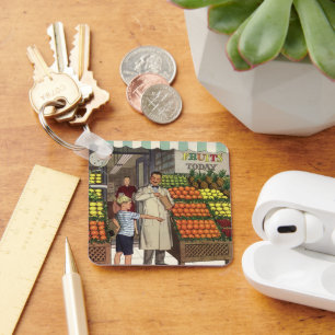Chaveiro Vintage Business, Fruta com o Grocer e o Boy
