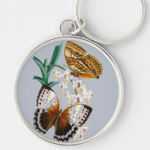 Chaveiro Vintage Butterflies and Floral Illustration on