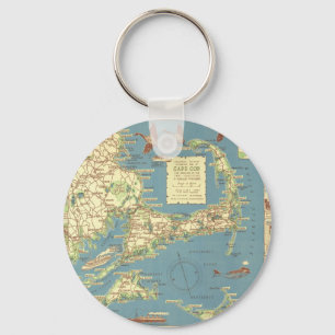 Chaveiro Vintage Cape Cod Mapa (1940)