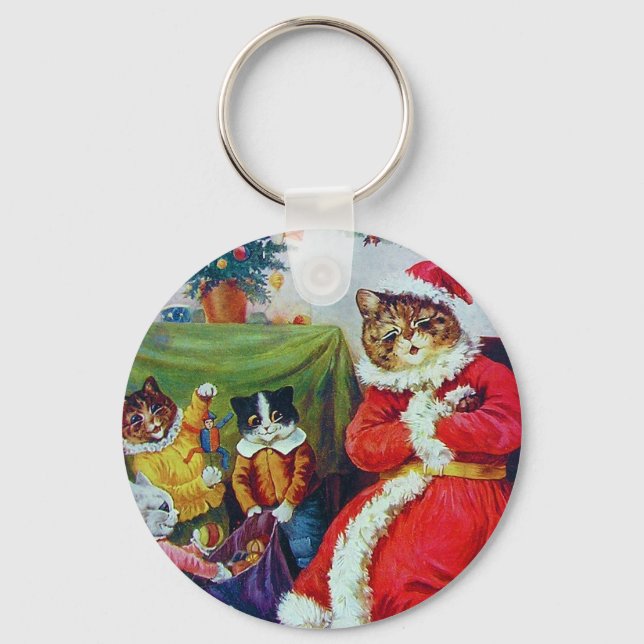 Chaveiro Vintage Cat Christmas, Louis Wain (Frente)
