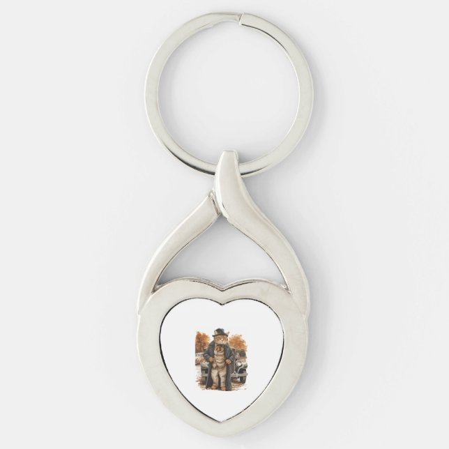 Chaveiro Vintage Cat Elegance (Frente)