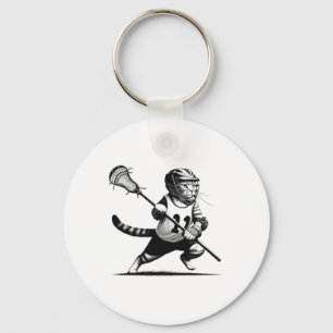 Chaveiro Vintage Cat Playing Lacrosse Kitten Lover Lacrosse