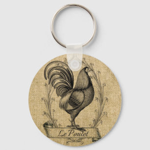 Chaveiro Vintage Chicken Burlap