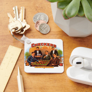 Chaveiro Vintage Cigar Label Art, Checkers Ligeiros e Mello