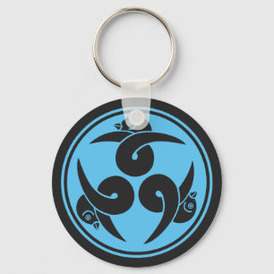 Chaveiro Vintage Cinza azul três gansos Japão gráfico de