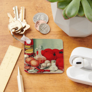 Chaveiro Vintage Comida italiana cebolas Peppers Catsup