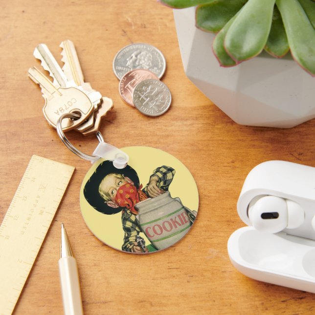 Chaveiro Vintage Cowboy Toy Gun Mão no Jar Cookie (Mesa)