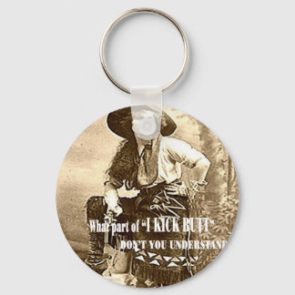 Chaveiro Vintage Cowgirl "I KICK BUMBUM"