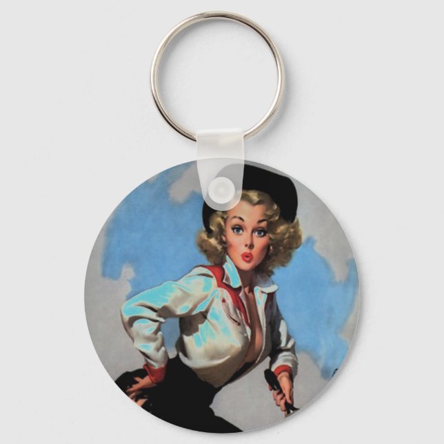 Chaveiro Vintage Cowgirl Ocidental (Frente)