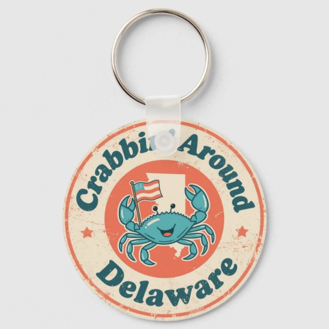 Chaveiro Vintage Crabbin Around Delaware Crab (Frente)