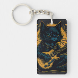 Chaveiro vintage cute bunny rabbit cat music guitar