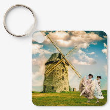 Vintage Dancing Flower Girls and Windmill