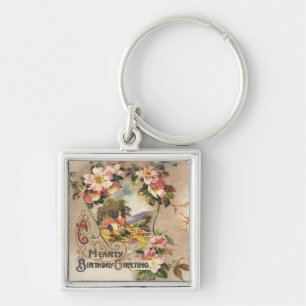 Chaveiro Vintage de saudação de aniversário de coração