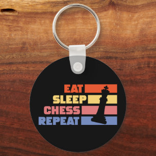 Chaveiro Vintage Eat sleep chess repeat Chess Piece