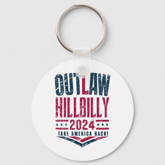 Chaveiro Vintage Elections Outlaw Hillbilly Bandeira dos EU (Frente)