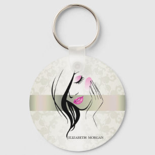 Chaveiro Vintage Elegante,Chique,Silhueta de Menina com Ren