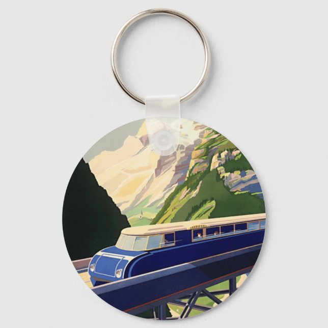 Chaveiro Vintage Europe Rail Viagem (Frente)