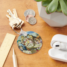 Chaveiro Vintage Explorers com Mapa do Globo Antigo, 1542