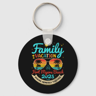 Chaveiro Vintage Family Vacation Fort Myers Beach 2025 Flor