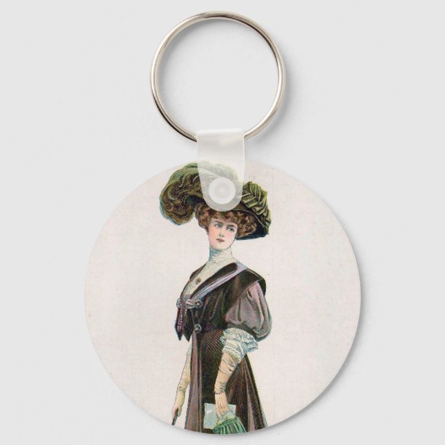 Chaveiro Vintage Fashion Illustration Lady With Cane (Frente)