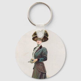 Chaveiro Vintage Fashion Ilustração Lady Segurando Um Livro