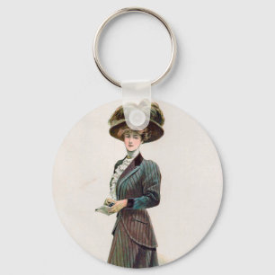 Chaveiro Vintage Fashion Ilustração Lady Segurando Um Livro