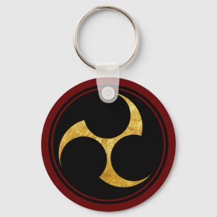 Chaveiro Vintage Faux Dourado Kobayakawa Japão Mon Graphic