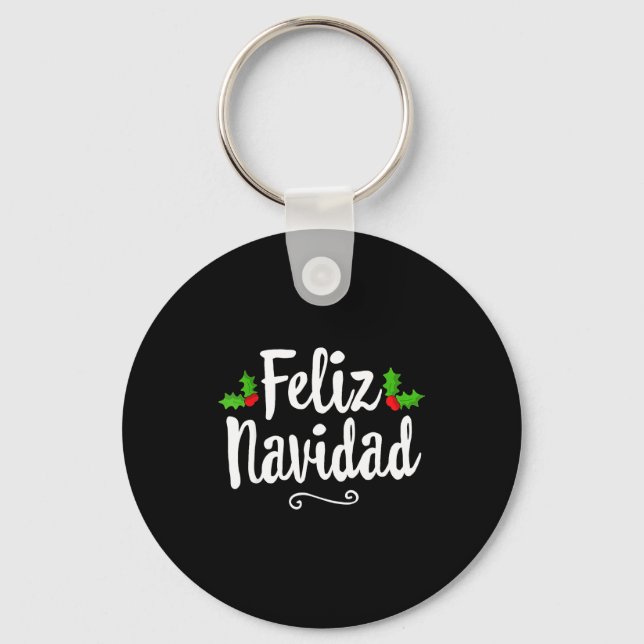 Chaveiro Vintage Feliz Navidad Retro Mexican Christmas Span (Frente)