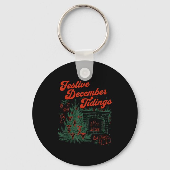 Chaveiro Vintage Fireplace Subtle Festive December Tidings  (Frente)