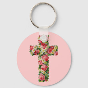 Chaveiro Vintage Floral Cross
