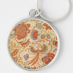 Chaveiro Vintage Floral Francês Chintz Antiquado Terracota