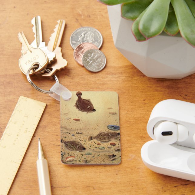 Chaveiro Vintage Flounders, Marine Ocean Life Flat Fish (Mesa)