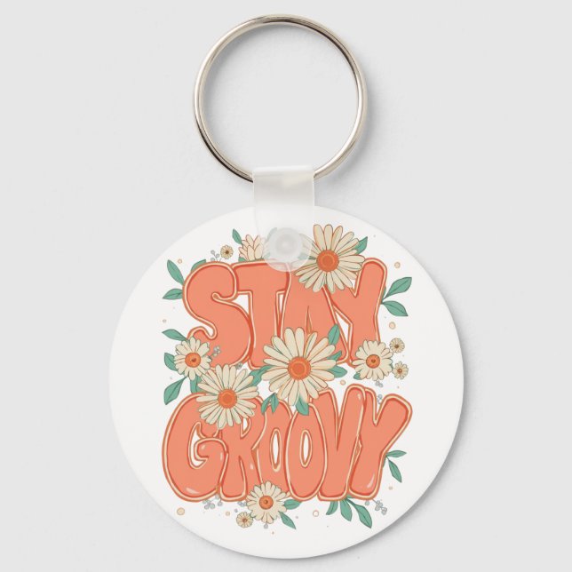 Chaveiro Vintage Flower Power and Daisy Graphic (Frente)