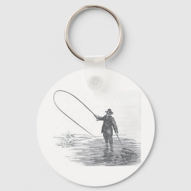 Chaveiro Vintage Fly Fishing Art Key Chain (Frente)