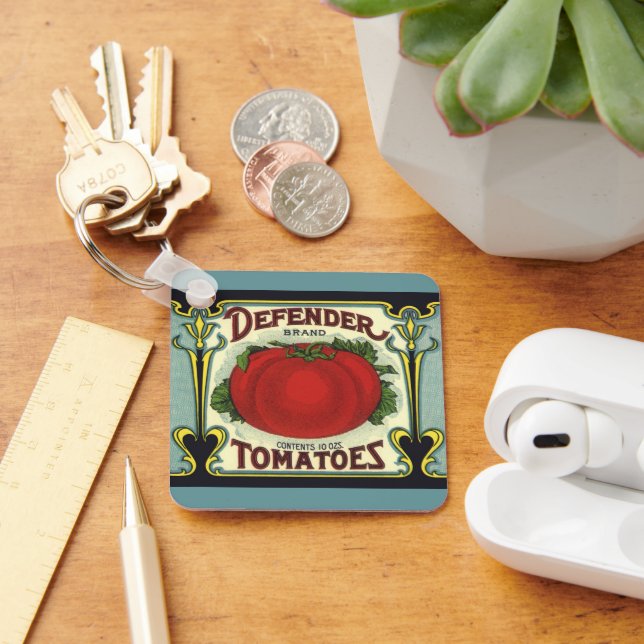 Chaveiro Vintage Fruta Crate Label Art, Defender Tomates (Mesa)