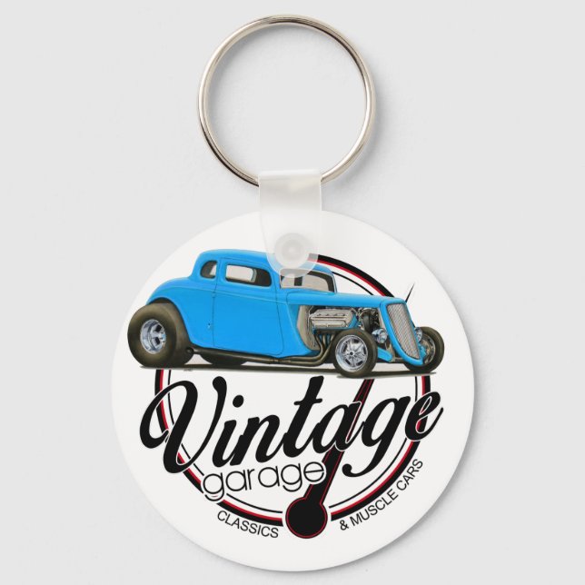 Chaveiro Vintage Garage Hot Rod (Frente)