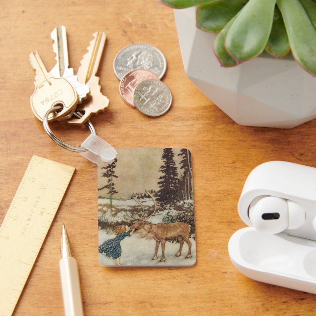 Chaveiro Vintage Gerda e o Reindeer de Edmund Dulac (Mesa)