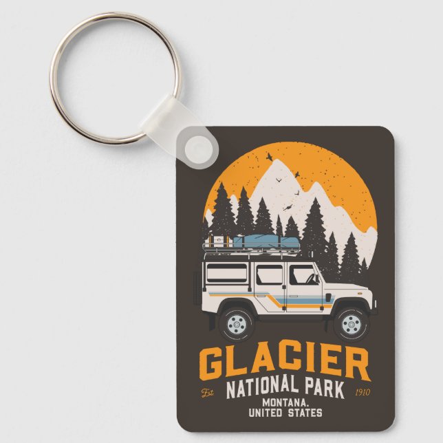 Chaveiro Vintage Glacier National Park Road Trip Montana  (Frente)