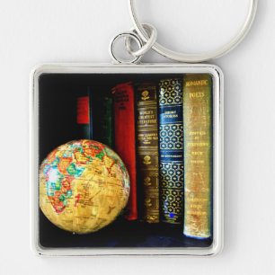 Chaveiro Vintage Globe e Livros