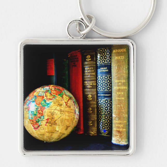 Chaveiro Vintage Globe e Livros (Frente)