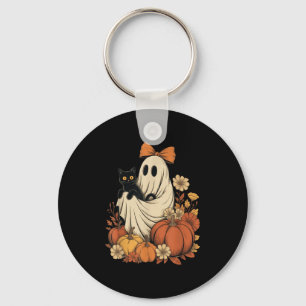Chaveiro Vintage Halloween Ghost Segurando Groovy Negro