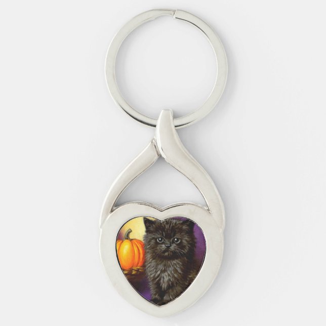 Chaveiro Vintage Halloween Kitten (Frente)