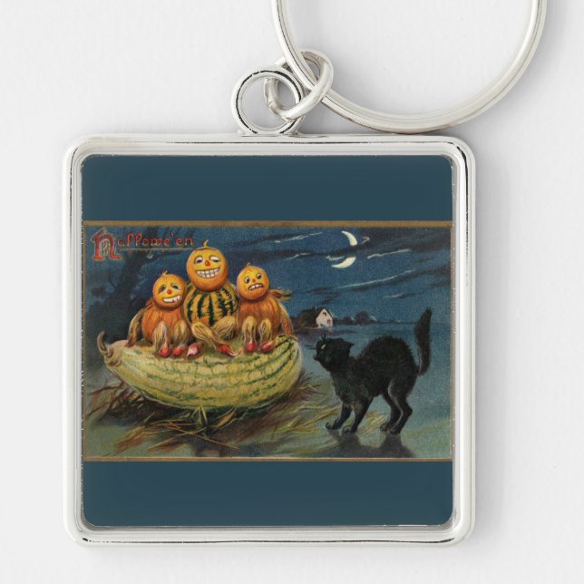Chaveiro Vintage Halloween Pumpkins (Frente)