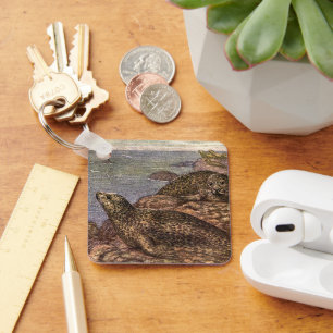 Chaveiro Vintage Harbor Seals, Marine Life Ocean Animal