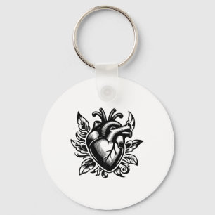 Chaveiro Vintage Heart Old School Love Tattoo Style Valenti