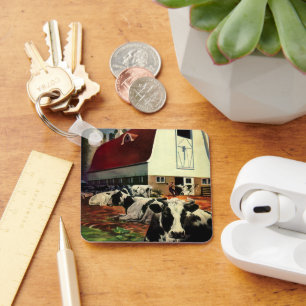 Chaveiro Vintage Holstein Milk Cows on Dairy Fazenda Busine