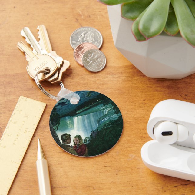 Chaveiro Vintage Honeymoon Love, Newlyweets em Niagara Fall (Mesa)