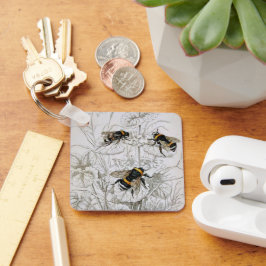 Chaveiro Vintage Humble Bees e Flores Selvagens