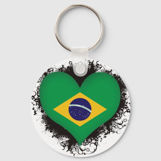 Chaveiro Vintage I Love Brasil (Frente)