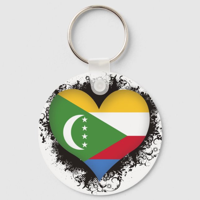 Chaveiro Vintage I Love Comoros (Frente)
